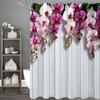 Purple Floral White Wall Shower Curtain, Bathroom Decorative Shower Curtain, Waterproof Shower Curtain with Hooks