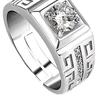 Classic Luxury Adjustable Couple Cubic Zircon Ring Engagement Jewelry Accessory