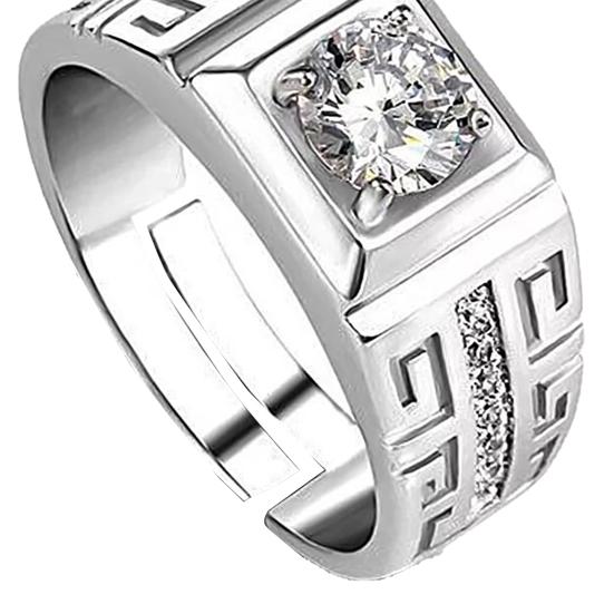 Classic Luxury Adjustable Couple Cubic Zircon Ring Engagement Jewelry Accessory