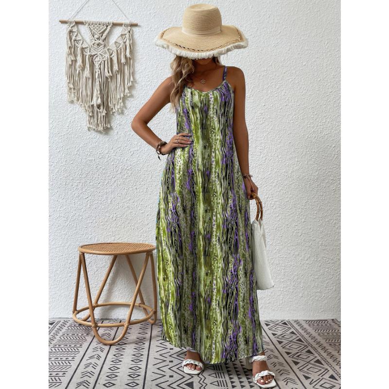 Spring and Summer European and American Women's Women's Printed Sling Dress Women
