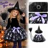 Girls' Witch Halloween Costume Set with Pumpkin Skirt, Hat and - 3 Piece Dress