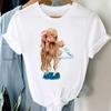 Waterverf Dameskleding Casual Print T-shirt Top Meisje Schattig Zomer Mode T-shirt Korte Mouw Dame Vrouwen Grafisch T-shirt