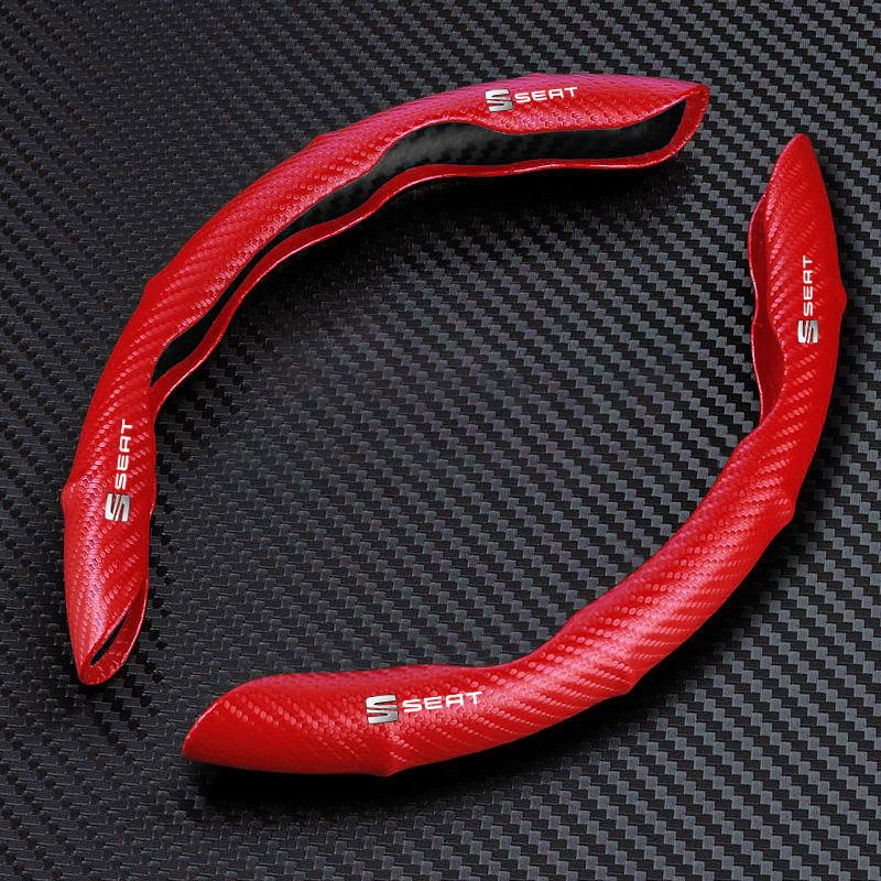 Non-Slip Universal Carbon Fiber Car Steering Wheel Cover for Seat Alhambra MK3 Leon FR Altea Ibiza Toledo Cordoba Arona Ateca