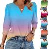 Women's Fashion Casual 3/4 Sleeve Print Shirt Women's V-Neck Tops