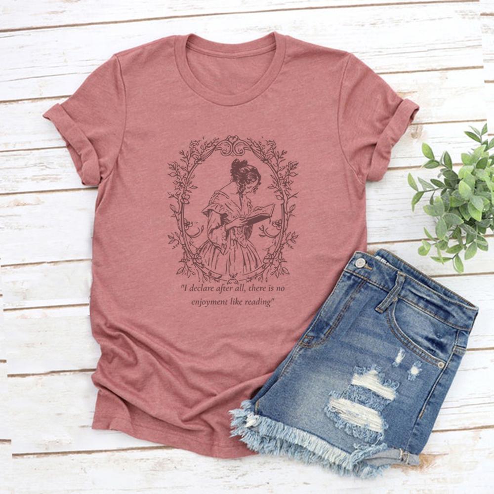 Pride and Prejudice TShirt Jane Austen Shirt Women Tshirts Short Sleeve Graphic Tees Vintage Women Clothes Bookish Gift