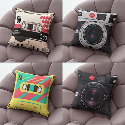 Classic Music Tape Cute Kawaii Camera Pillowcase Decoration Sofa Bedroom Cushion Home Decor Music Party