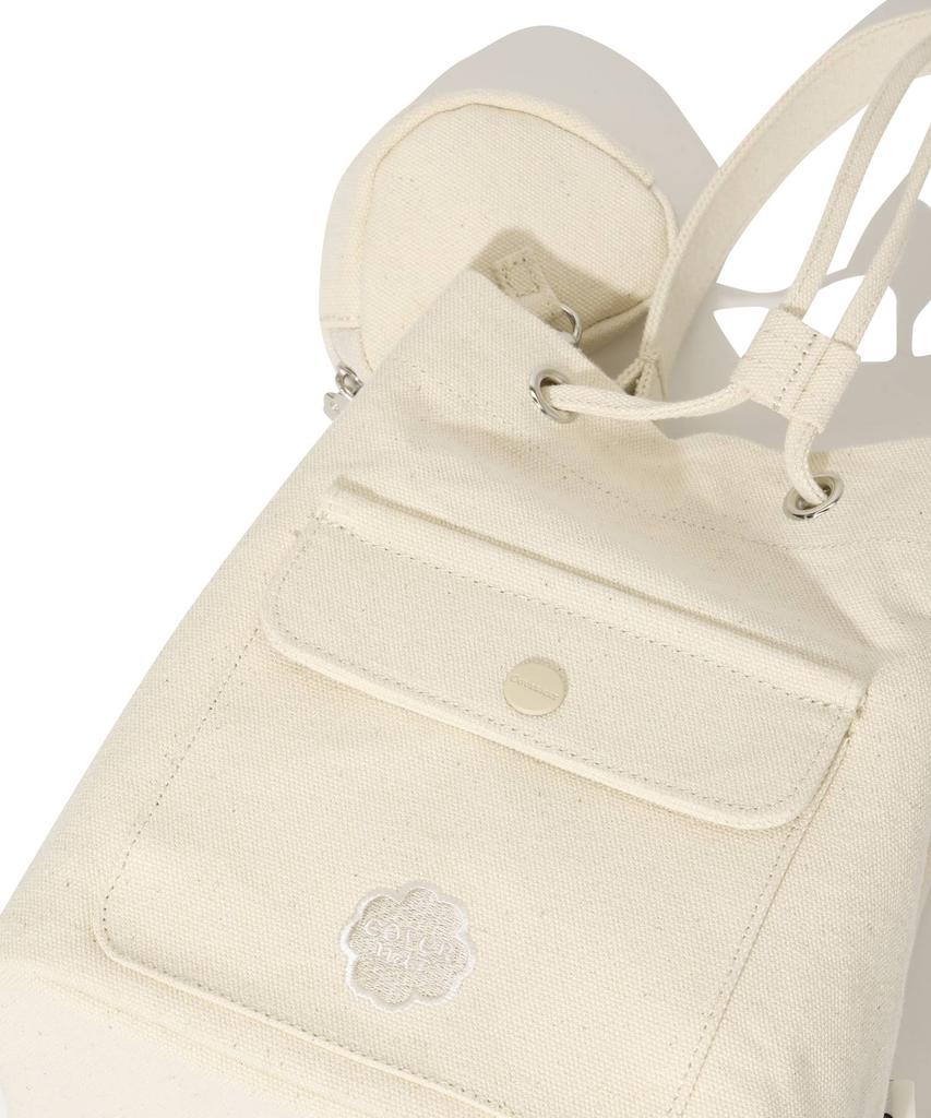 Covernat Woman Clover Heart Canvas Bucket Bag Ivory