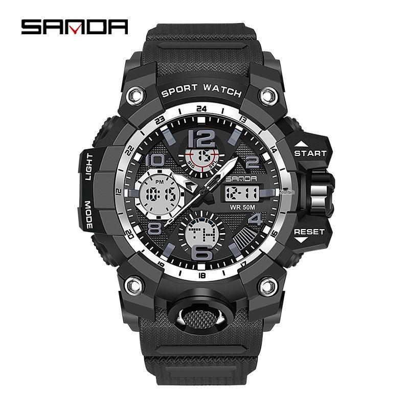 Sanda Men's Multifunctional Waterproof Luminous Sports Watch