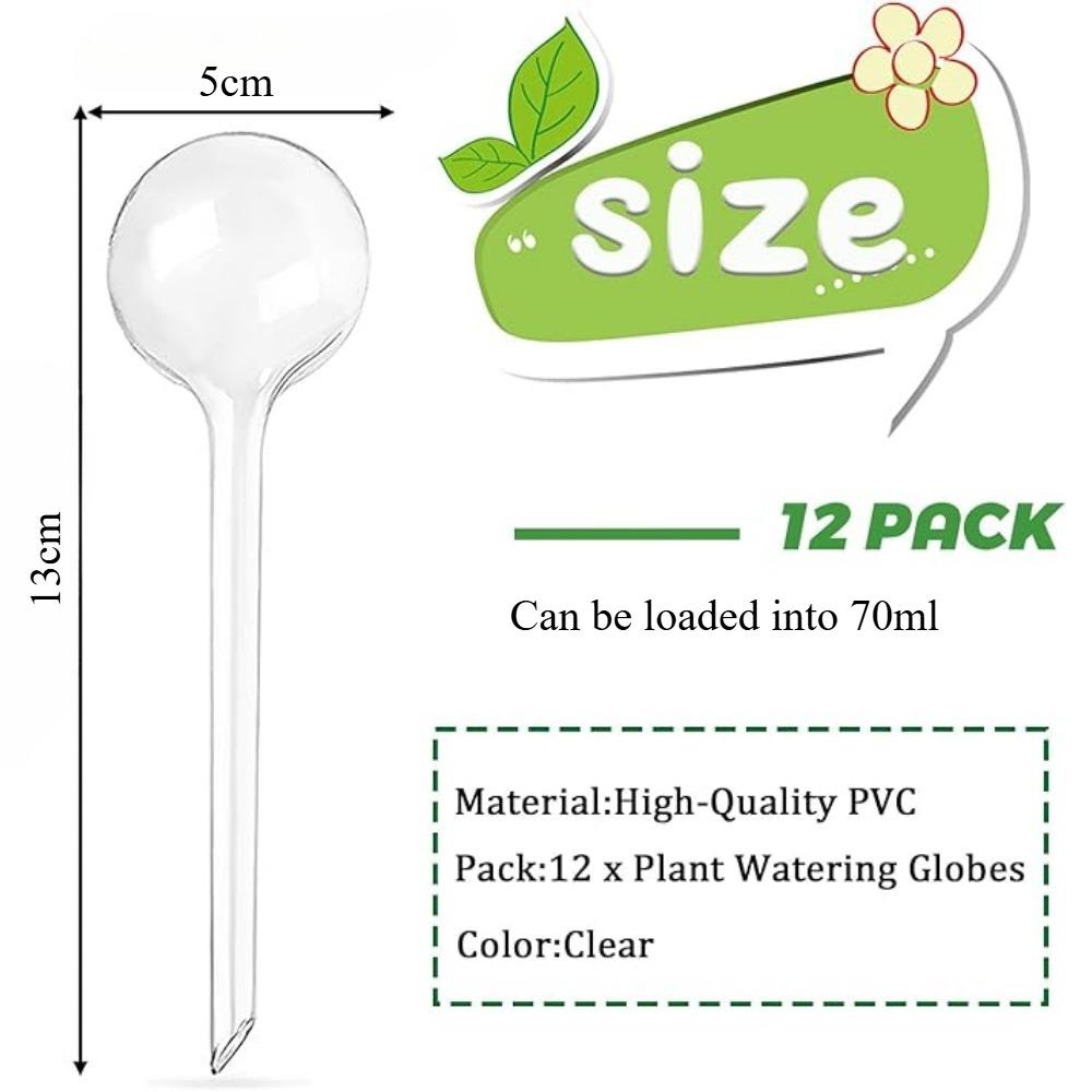 12 PCS Plant Watering Globes Automatic Self Watering Bulbs Clear PVC Ball Plant Watering Device Drip Irrigation Water Globes for Indoor Outdoor Plants