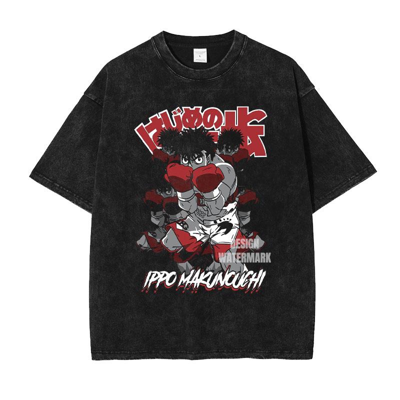 Anime MMakunouchi IIppo Tshirts Oversized Vintage Washed HHajime no Ippo T Shirt Manga The FFighting T Shirt for Man Cotton