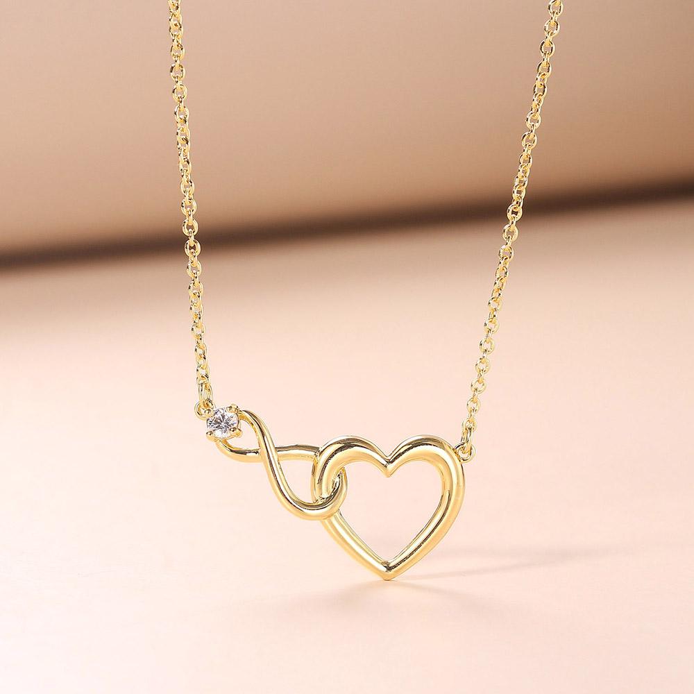 Heart Pendant Necklace for Women Crystal Infinite Love Aesthetic Korean Choker Gold Color Chain Wedding Accessories Jewelry N457