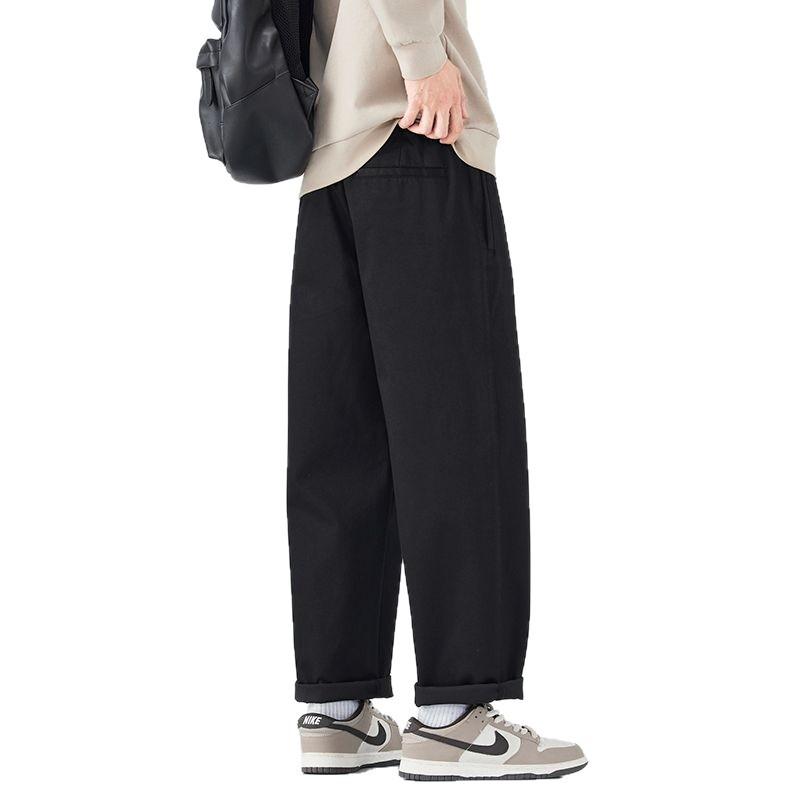 American Solid Color Simple and Versatile Loose Straight Trousers Men's Autumn New Light Business Casual Pants
