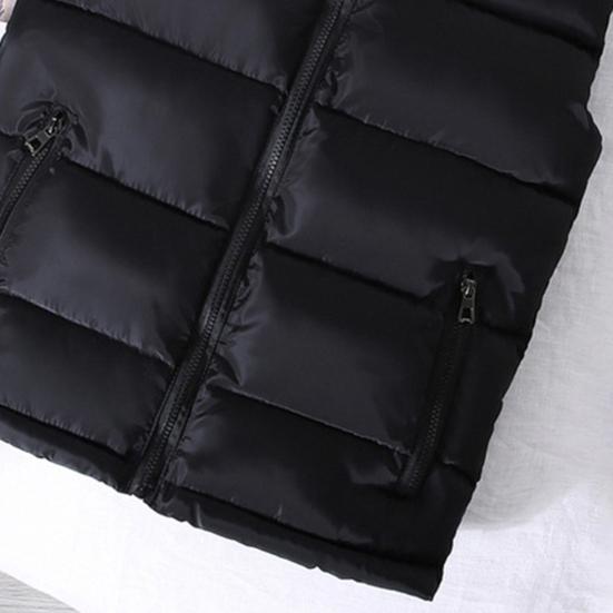 Autumn Winter Men Vest Solid  Color Thickened Stand Collar Zipper Slim Fit Sleeveless Jacket for Daily Wear