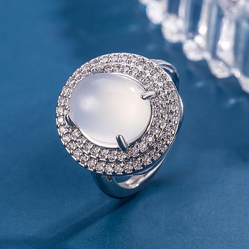Elegant Chinese-Style Jade-Inspired Open Ring for Women