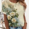 T-shirt pour femme imprimé 3D motif floral Kawaii animal graphique décontracté à manches courtes T-shirt hauts mode été col rond Y2K T-shirts pour femmes