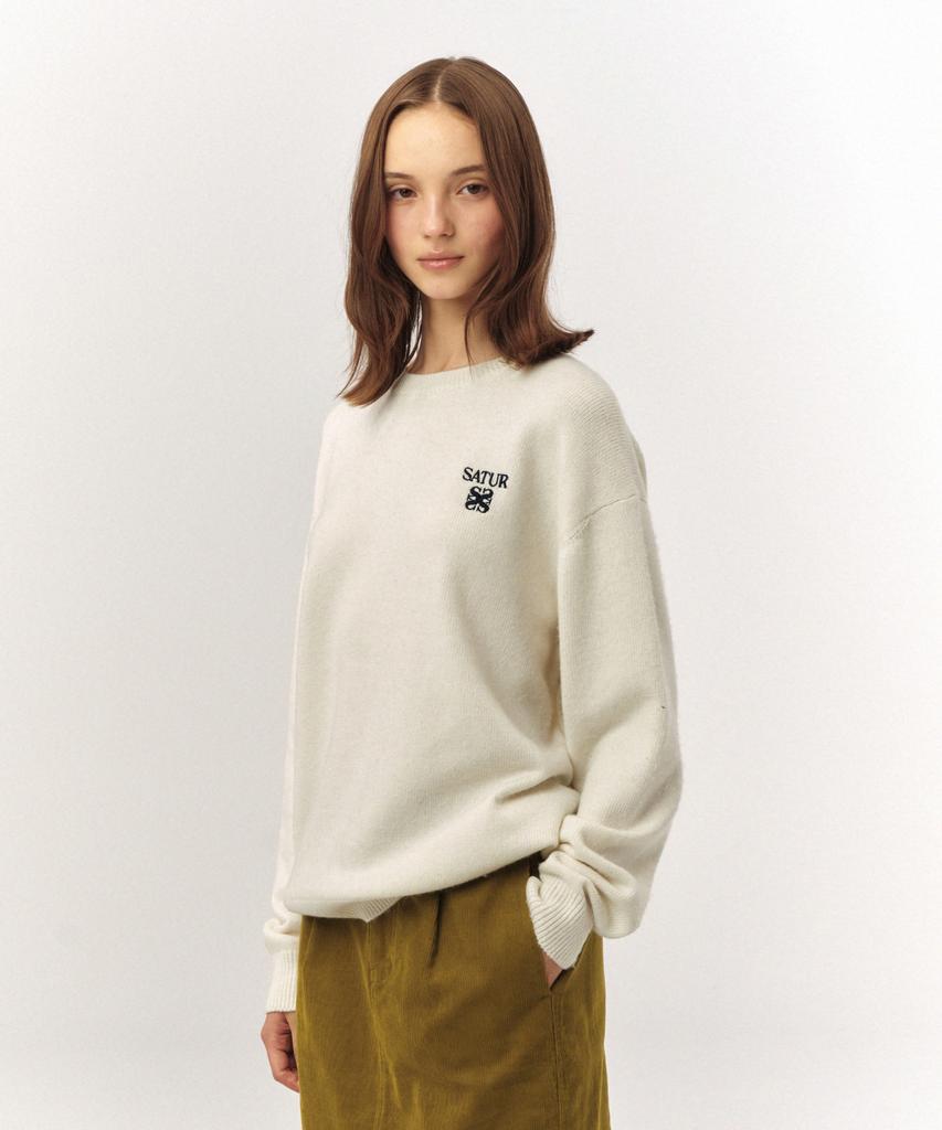 Seteo Lauren Classic Logo Knit White