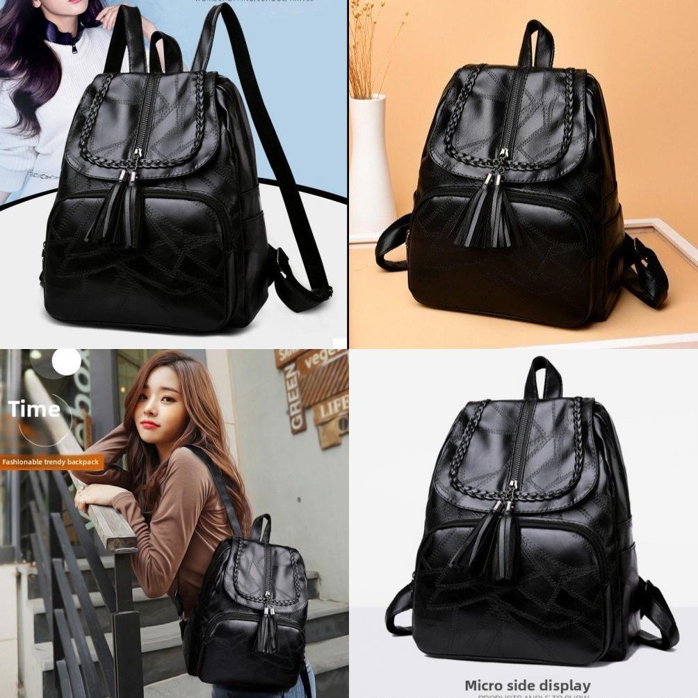 Sac à dos tendance pour femme en PU avec pompons et design respirant pour les voyages d'affaires