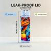 1PC Bright Color Dragon Cartoon Print 750ml Color Plastic Sports Water Bottle Leakproof Flip Straw Lid Suitable for Sports Office Home Use