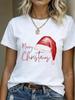 (Asian Size) truck cute Merry Christmas Women's Top Short Sleeve T-shirts O-neck T Shirt Print  Fashion Casual New Year Clothing Graphic Tee