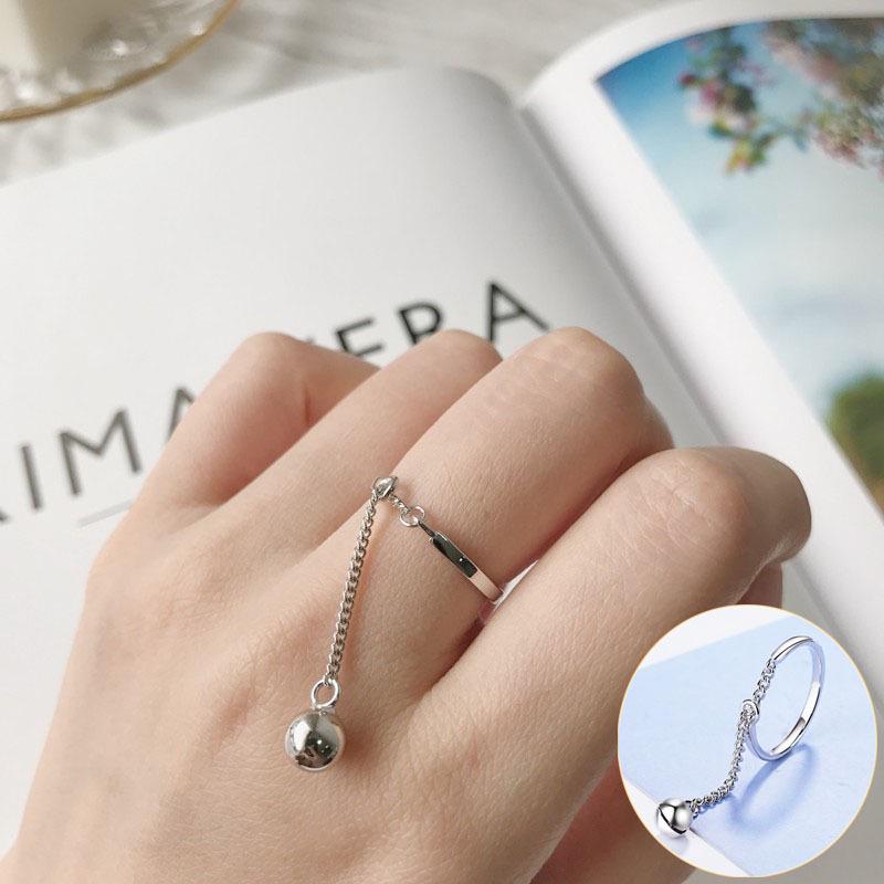 Koreanischer Stil S925 Versilberter Geometrischer Offener Fingerring - Damen Vintage Hip Hop Schmuck für Zeige- oder Ringfinger.