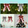 Christmas Decorative Plaid Ribbon Bow With Red And Black For Tree Topper Decor