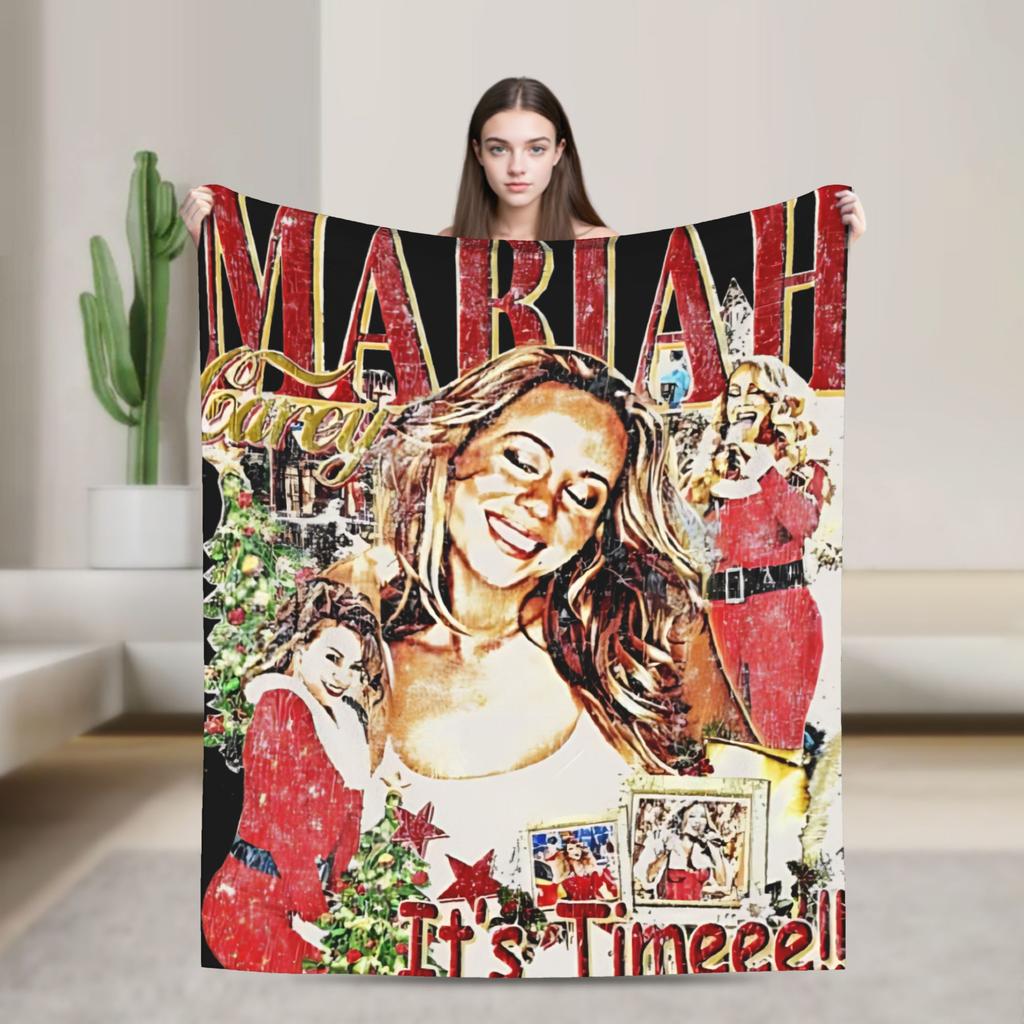 Mariah Carey All I Want For Christmas Is You Plush Blankets Students Flannel Bedding Throws Outdoor Warm Soft Bedspread Gift