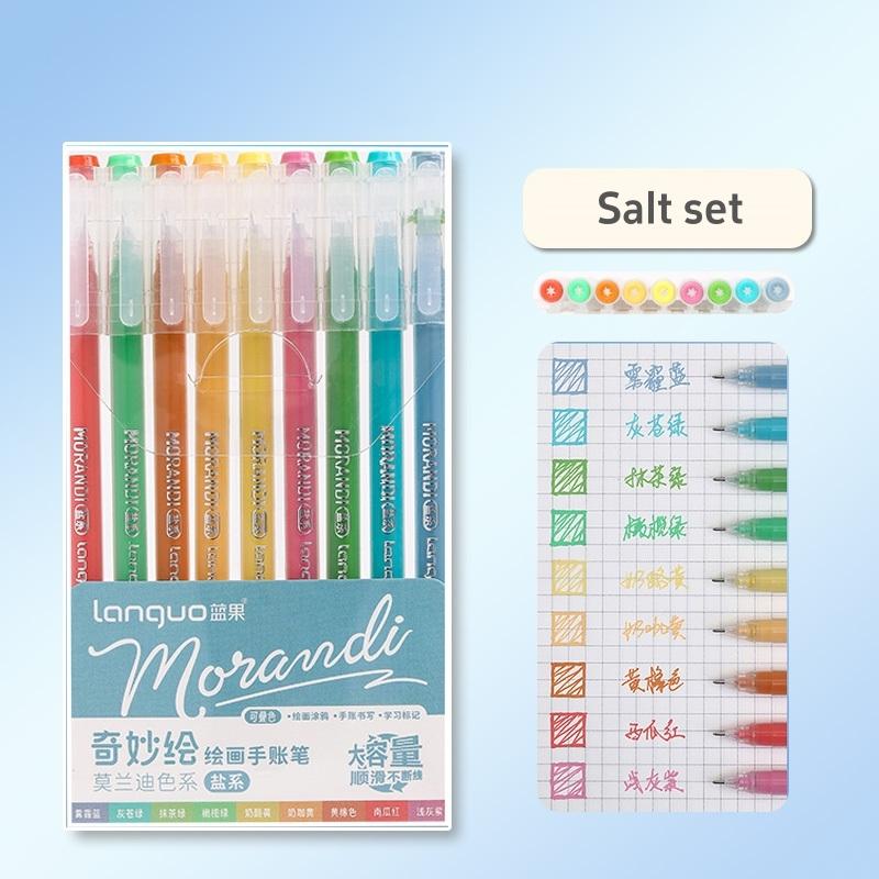 9 st Morandi Pens Set Multi Color Gel Ink Pens Retro Marker Liner 0,5 mm Kulspets För Journal Art