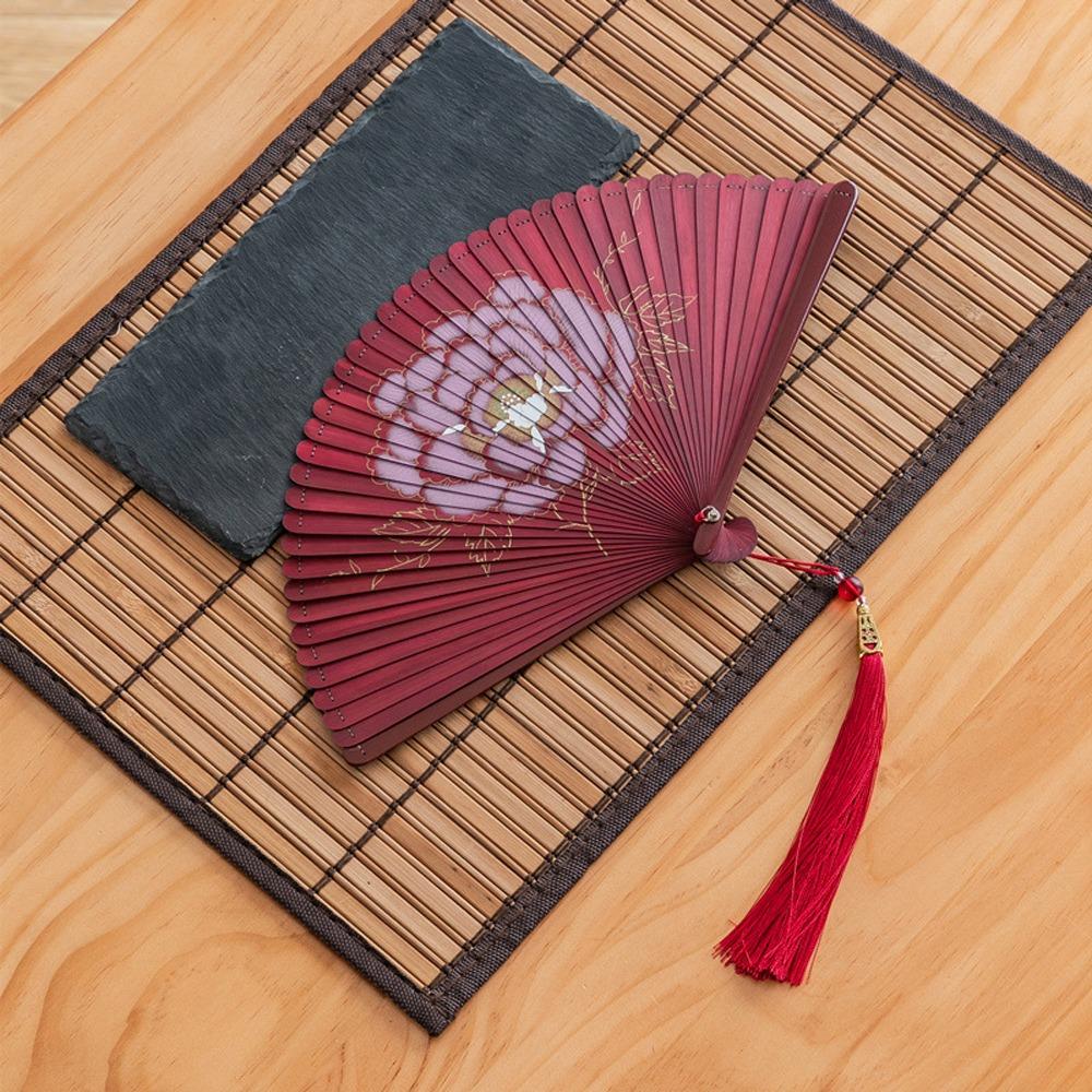 Chinese Style Japanese Classical Folding Fan Black Bamboo Fan Women's Folding Fan Home Decoration