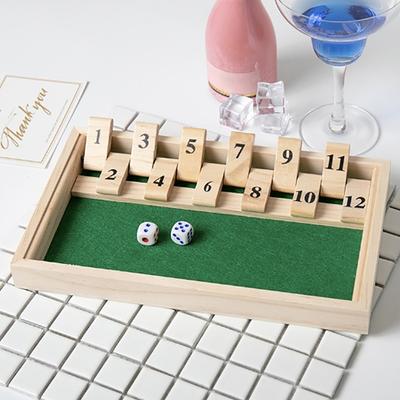 1 Set Wooden Flaps & Dices Game Single Players Pub Bar Party Supplies Shut The Box Dice Board Game For Kids And Adults