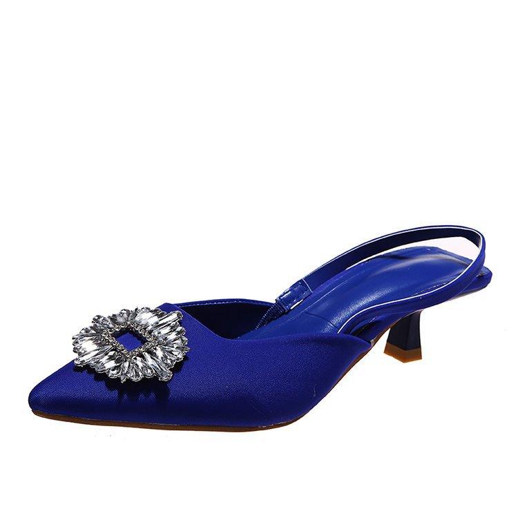 Women's Shoes Summer New Rhinestone Red Pointed Head Bag Head Thin Heel Sandals High Heel Muller Single Shoes