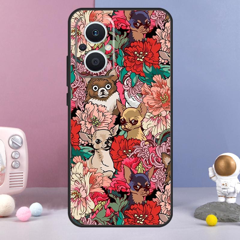 Chihuahua Face Floral Dog Funda For OPPO Reno 11 F 12F 13F 14F 10 12 13 14 Pro 7 8 Lite OPPO Find X9 X6 X5 X8 Pro Case