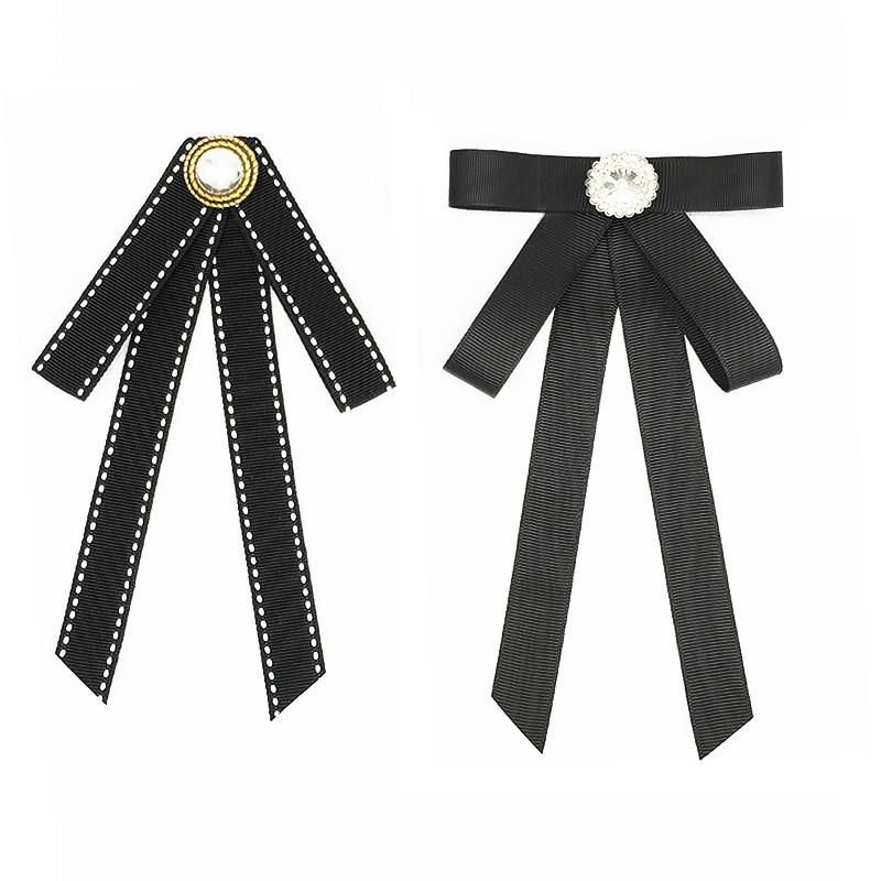 College Style Satin Bow Tie Pin With Alloy Butterfly Design For Women Graduation Accessories