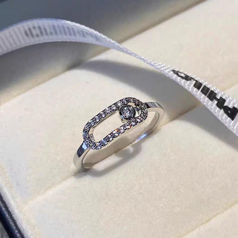 Mode Ringe Offener weißer Zirkon Ring für Frauen Mädchen Einfache Hohle Geometrische Geschenk Einstellbar Feine Hochzeitsfeier Schmuck
