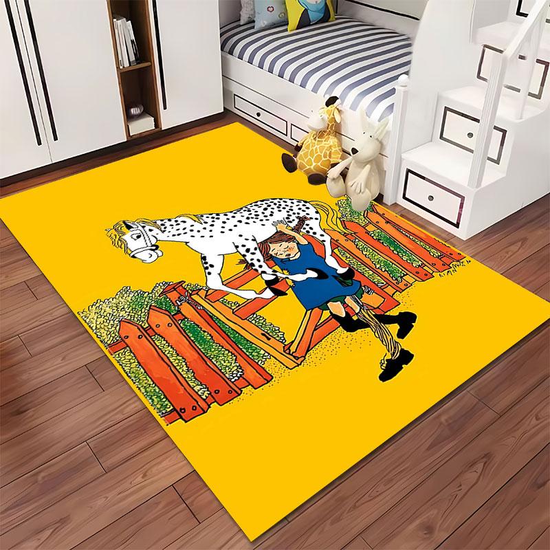 Girl Lifting Spotted Horse Carpet Suitable As a Non-slip Mat for the Living Room or Bedroom Sofa
