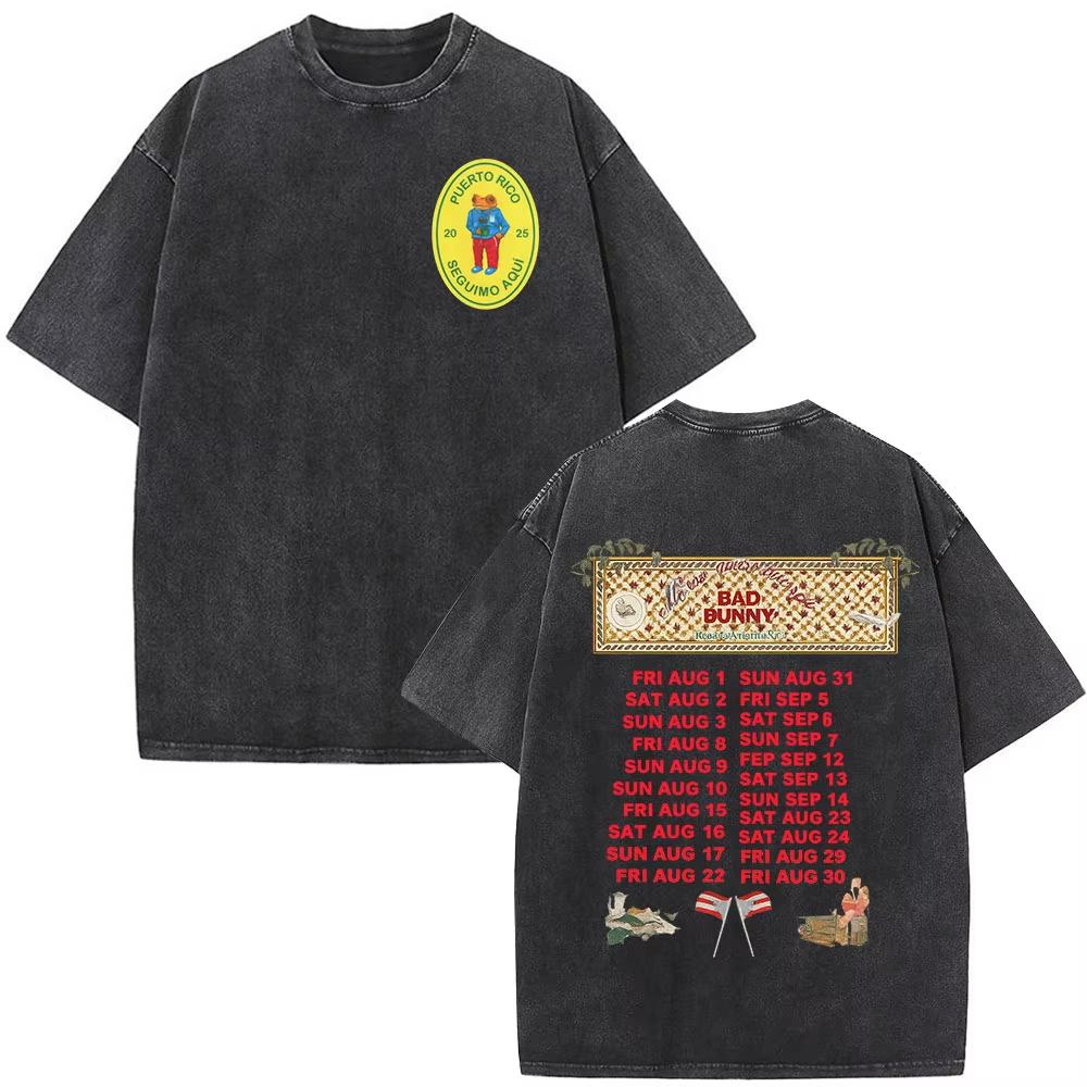 Washed Vintage Bad Bunny DTMF Residencia En El Choli Merch TShirts Debi Tirar Mas Fotos Tshirt Mens Hip Hop Oversized Tshirts