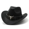 Wind Western Cowboyhoed Hoorn Wollen Jazz Tophoed Heren en Dames Etnische Stijl Vilthoed Grote Rand Hoed