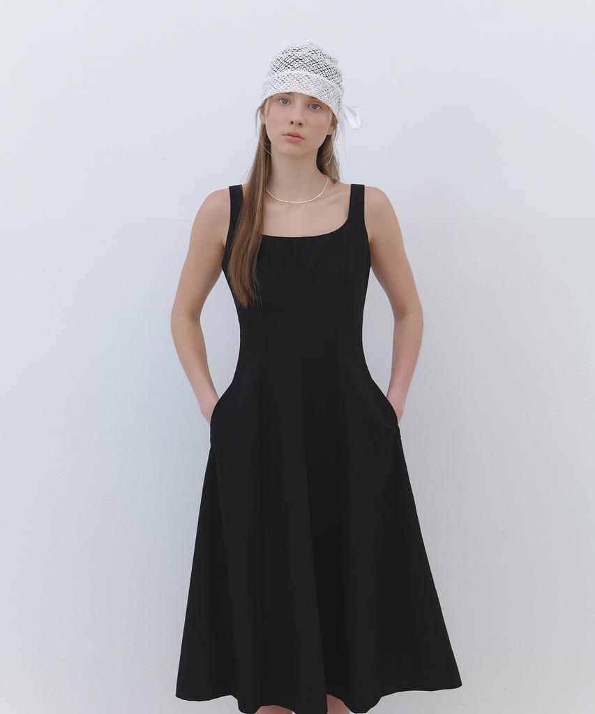 Cluny Modern Bustier Long Sleeveless Dress - Black