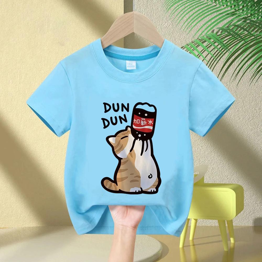 T Shirt Cat Chinoiserie Style Funny Summer Retro Trend Cartoon Kitten Tops Tee T-shirt Kids Design Lovers Casual Short Sleeved