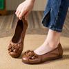 Fashion 2024 New Autumn Retro Mom Flats Floral Loafers Leather Ballet Flats Woman Non Slip Moccasins Ethnic Style Women's For Shoes