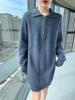 Women's French-Style Loose Mink Velvet Sweater Dress - Mid-Length, Thickened Cashmere Knit for Autumn/Winter