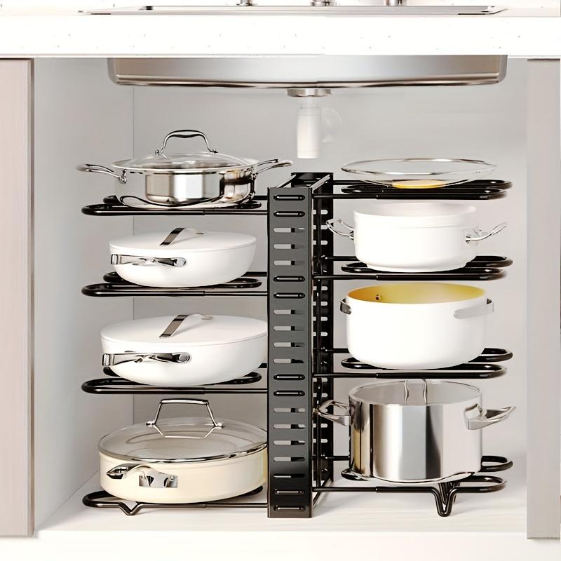 1pc Upgrade 5mm, 8 Tier Adjustable Removable Folding Multi-Tier Vertical Pot Lid Rack, Kitchen Organizer, Multi-Functional Shelf