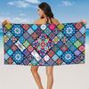Colorful Mandala Pattern Beach Towel, Exotic Geometric Art Quick-Dry Sand-Free Microfiber Bath Towel for Yoga, Swim and Travel