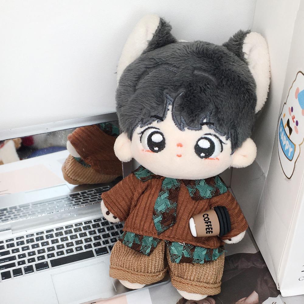 1 Set Sweater Vest 20Cm Cotton Doll Clothes School Uniform Tie Cotton Doll'S Clothes Denim Shorts Mini Plush Doll Clothes