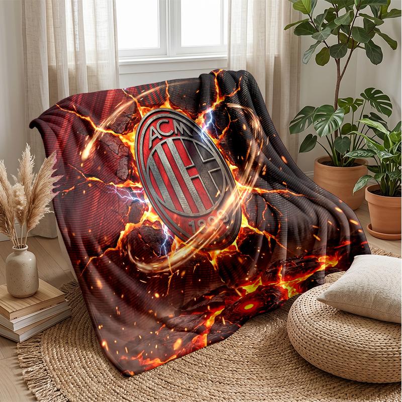AC Milan Theme Blanket Soft Flannel Blanket Plush Throw Blanket Cozy Sofa Bed Blanket for Home Decor