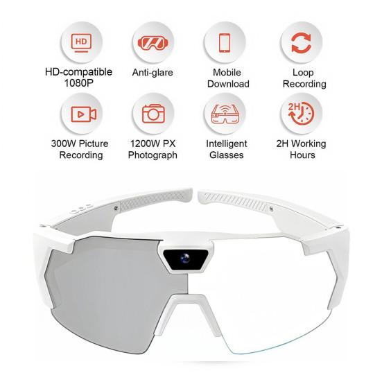 POV-Brille mit Speicherkarte 4K Intelligente Baseball-Sonnenbrille mit Kamera Fotos Audios Videos Aufnahme Leichtgewichtige Herren Damen Kamera Tragbare Brille