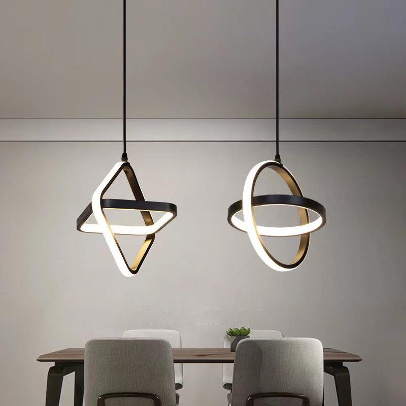 Modern Led Pendant Light Black Chandelier Pendant Lamp for Dining Room Hotel Bedroom Bedside Light Home Decor Hanging Lamp