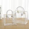Transparent PVC Handhold Packaging Tote Pink White Gift Bag PU Handle Large Capacity Shopping Bags Practical Storage Bag