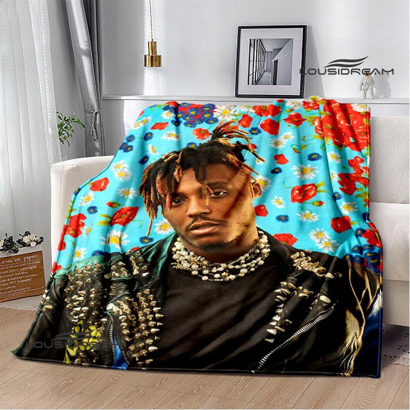 3D Rapper Juice Wrld 999 Retro Printed Blankets Flannel Warm Blanket Soft Cozy Blanket Travel Blankets Bed Linings Birthday Gift