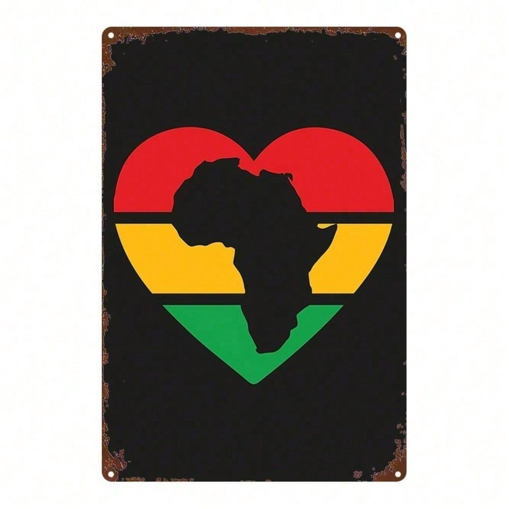 African Heart Metal Wall Art Sign 8x12 Inches Vintage Decor for Living Room