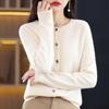 Spring and Autumn Cashmere Sweater Women's O-neck Cardigan Loose Long-sleeved Sweater Top